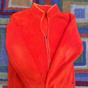 Uniqlo Jacket Womens Medium Orange Fleece Full Zip Long Sleeve Lightweight Coat
